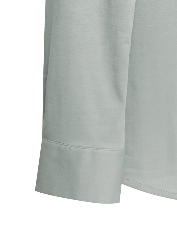 Cox Light Grey 4 Way Knitted Stretch Solid Full Sleeve Single Cuff Slim Fit Party Wear Blended Shirt