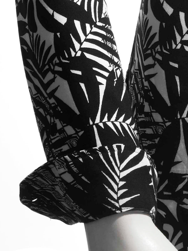 Diablo Black Printed Full Sleeve Single Cuff Slim Fit Party Wear Viscose Shirt