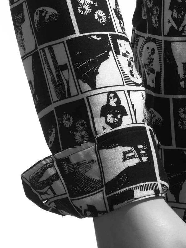Diablo Black Printed Full Sleeve Single Cuff Slim Fit Party Wear Viscose Shirt