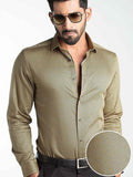 Diego Ochre Printed Full Sleeve Single Cuff Slim Fit Party Wear Blended Shirt