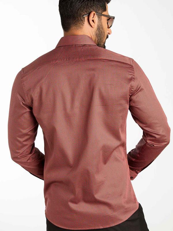 Diego Rust Printed Full Sleeve Single Cuff Slim Fit Party Wear Blended Shirt