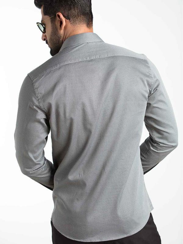 Diego Black Printed Full Sleeve Single Cuff Slim Fit Party Wear Blended Shirt