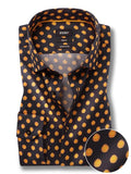 Domenico Black Printed Full Sleeve Slim Fit Party Wear Blended Shirt