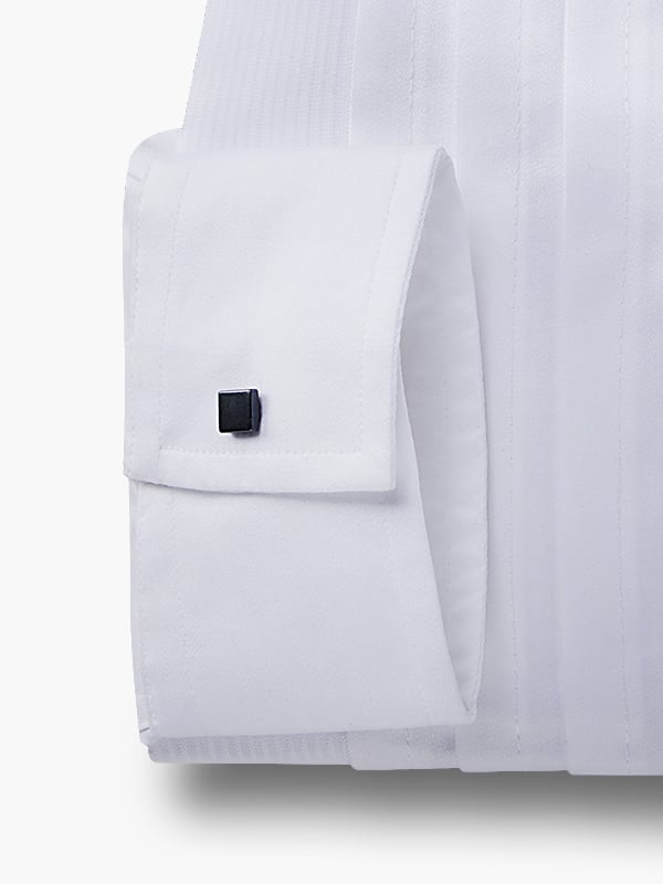 Drno White Cut Away Collar Full Sleeve Single Cuff Cotton Tuxedo Shirt