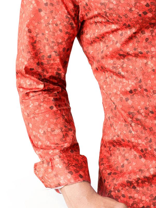 Felix Coral Printed Full Sleeve Single Cuff Slim Fit Party Wear Blended Shirt