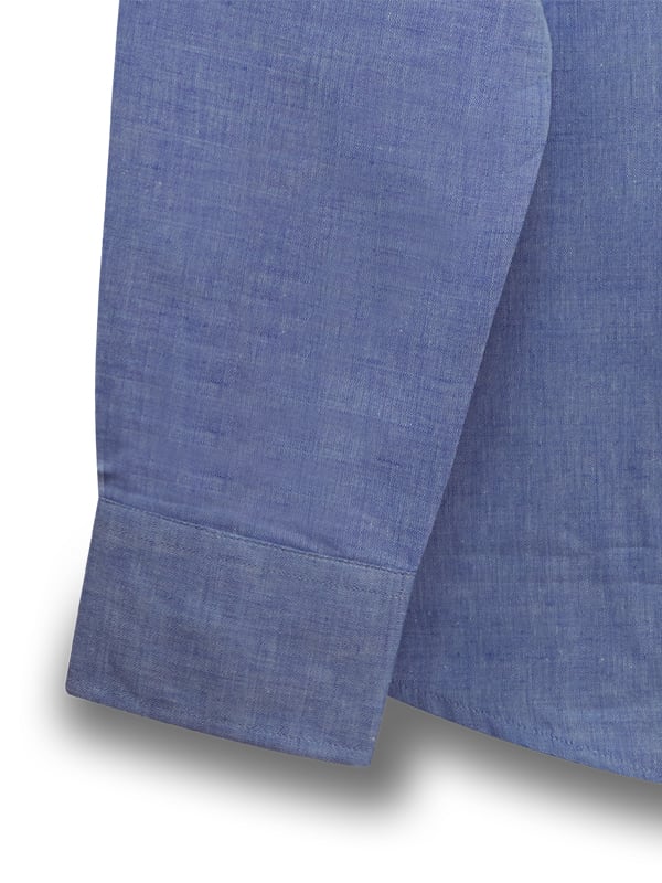 Gabriel Blue Solid Full Sleeve Single Cuff Slim Fit Party Wear Blended Shirt
