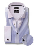 Jorah Sky Solid Full Sleeve double Cuff Slim Fit Party Wear Cotton Shirt