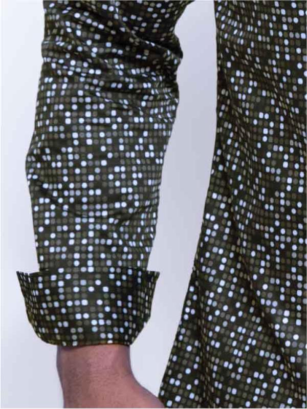 Lamar Grey Printed Full Sleeve Single Cuff Slim Fit Party Wear Blended Shirt