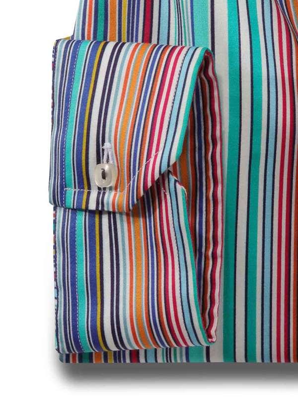 Lorenzo Jade Striped Full Sleeve Single Cuff Slim Fit Party Wear Blended Shirt