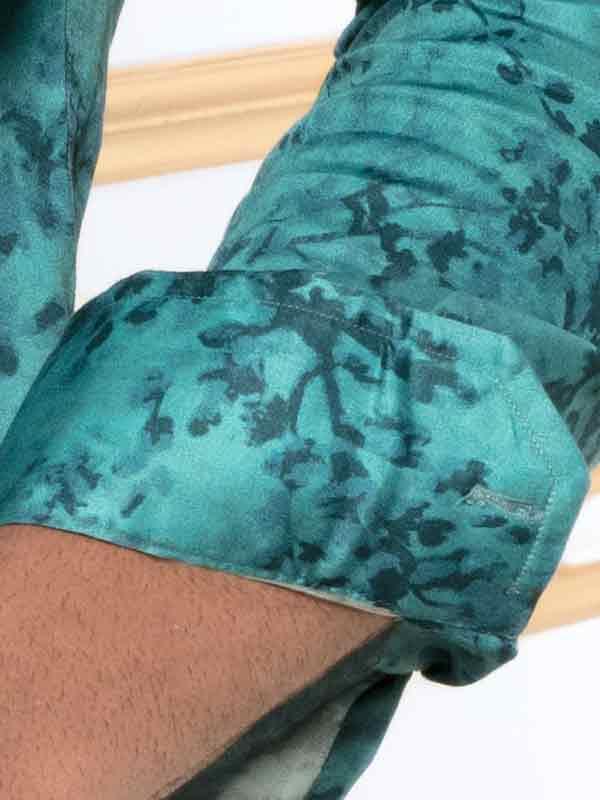Markus Sea Green Printed Full Sleeve Single Cuff Slim Fit Party Wear Blended Shirt