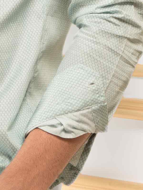 Murphy Green Printed Full Sleeve Single Cuff Slim Fit Party Wear Blended Shirt