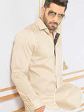Murphy Ochre Printed Full Sleeve Single Cuff Slim Fit Party Wear Blended Shirt