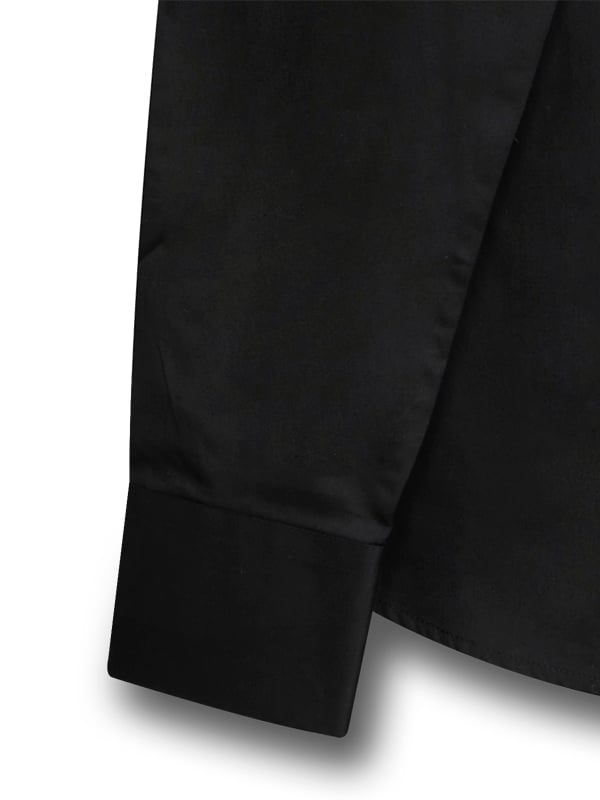 Nesta Black Solid Full Sleeve Single Cuff Slim Fit Party Wear Blended Shirt