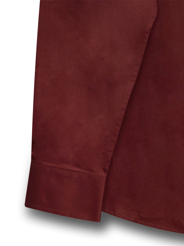 Oberyn Burgundy Solid Full Sleeve Single Cuff Slim Fit Party Wear Blended Shirt