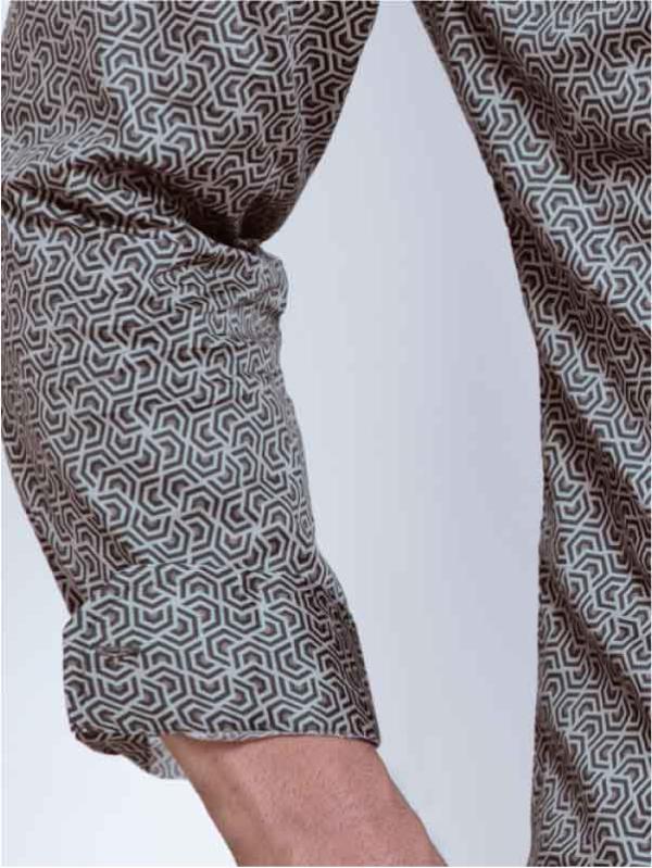 Paul Grey Printed Full Sleeve Single Cuff Slim Fit Party Wear Blended Shirt