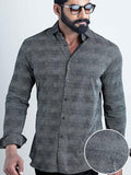 Quintino Black Printed Full Sleeve Single Cuff Slim Fit Party Wear Blended Shirt