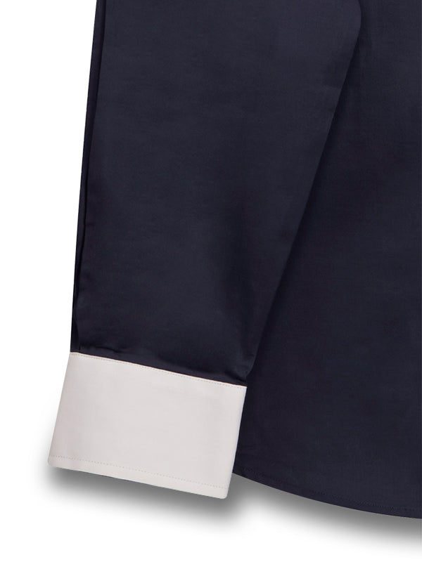 Scuba Navy Solid Full Sleeve Single Cuff Slim Fit Party Wear Blended Shirt