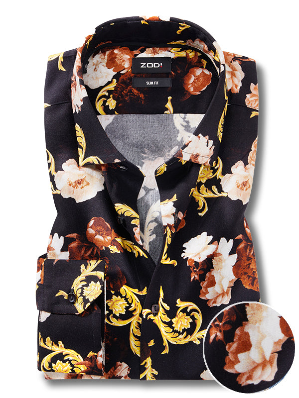 Silvano Black Printed Full Sleeve Single Cuff Slim Fit Party Wear Visc –  Zodiac Finest Quality Clothing