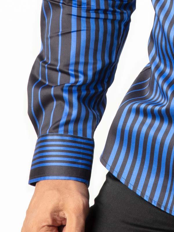 Sinaloa Cobalt Striped Full Sleeve Single Cuff Slim Fit Party Wear Blended Shirt