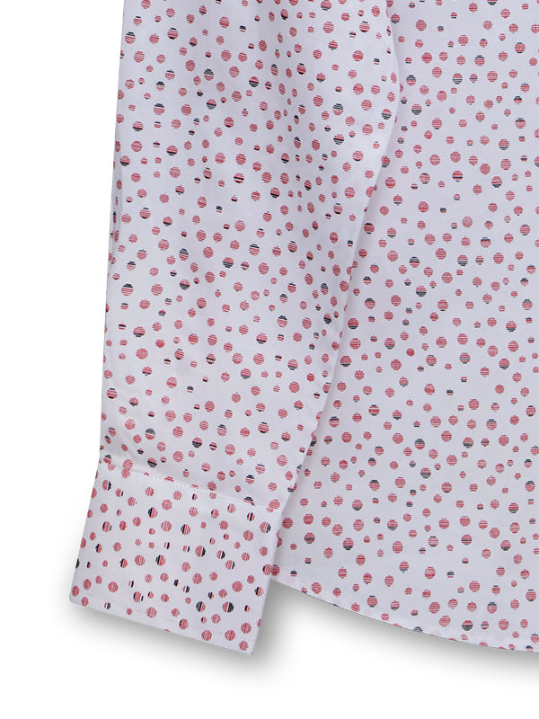 Statham Coral Printed Full Sleeve Single Cuff Slim Fit Party Wear Blended Shirt
