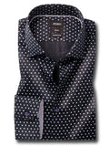 Tao Black Printed Full Sleeve Single Cuff Slim Fit Party Wear Blended Shirt