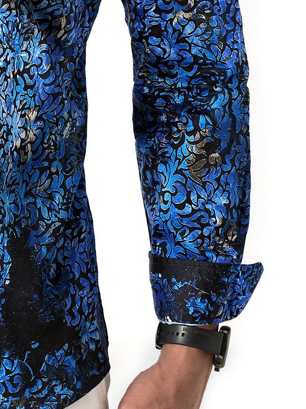 Tijuana Cobalt Printed Full Sleeve Single Cuff Slim Fit Party Wear Blended Shirt