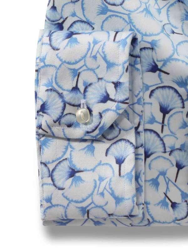 Tommaso Sky Printed Full Sleeve Single Cuff Slim Fit Party Wear Blended Shirt