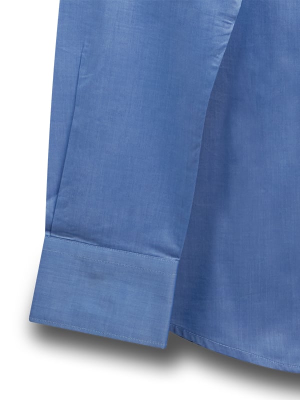 Venetian Blue Solid Full Sleeve Single Cuff Slim Fit Party Wear Cotton Shirt