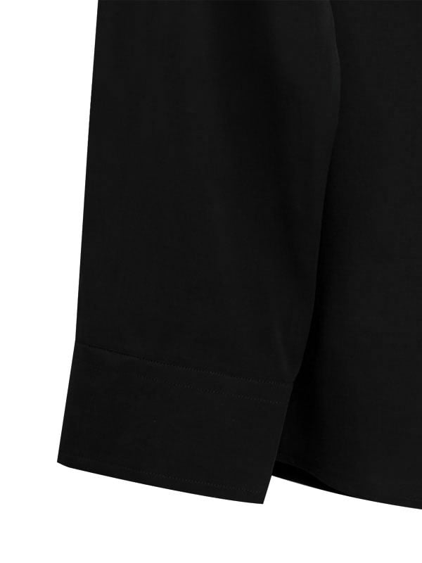 Verstappen Black Solid “Velvet Touch†Full Sleeve Single Cuff Slim Fit Party Wear Blended Shirt