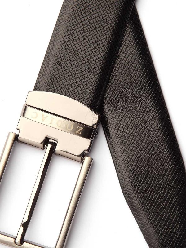 Black Textured Leather Belt