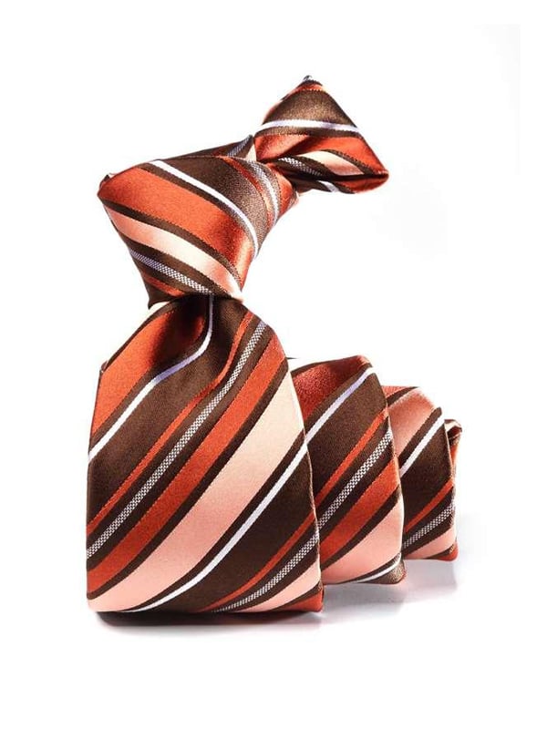 Sicilia Stripe Dark Orange Silk Tie