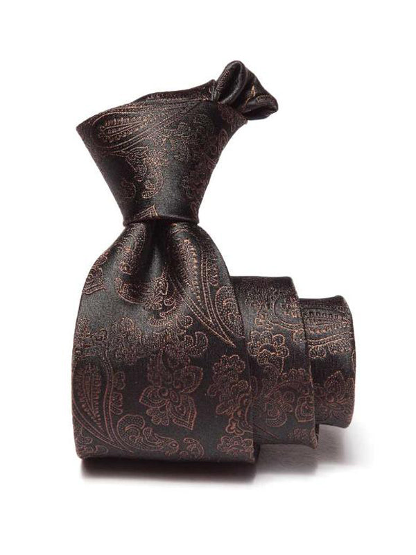 Torino All Over Dark Brown Silk Tie