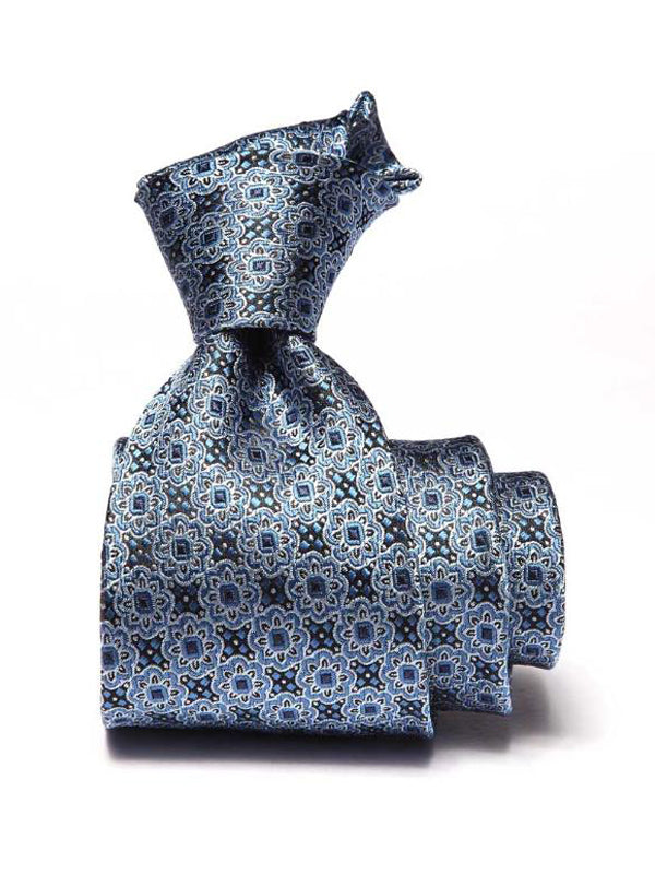 Torino All Over Medium Blue Silk Tie