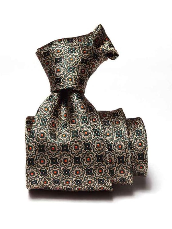 Torino All Over Medium Green Silk Tie