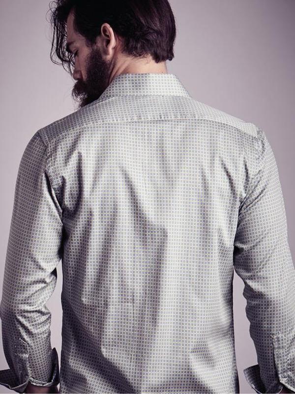 Xoyo Yellow Printed Full Sleeve Single Cuff Slim Fit Party Wear Blended Shirt