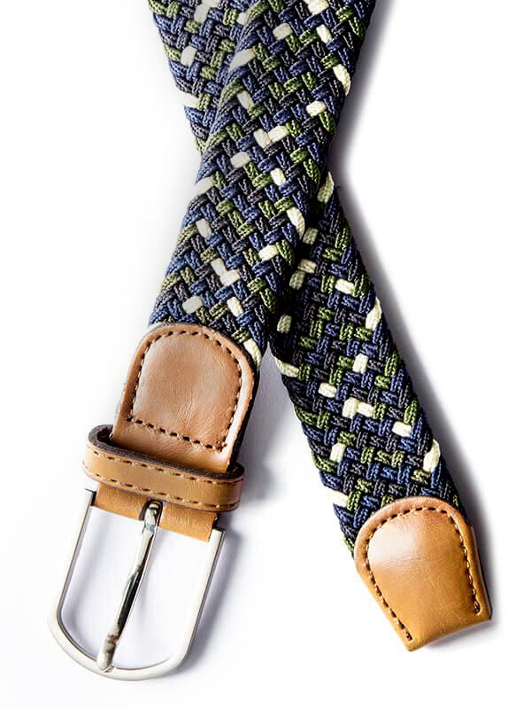 Z3 Navy/ Olive/ Cream Braided Non-Leather Belt