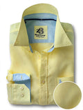 Safin Yellow Solid Full sleeve single cuff Blended Shirt