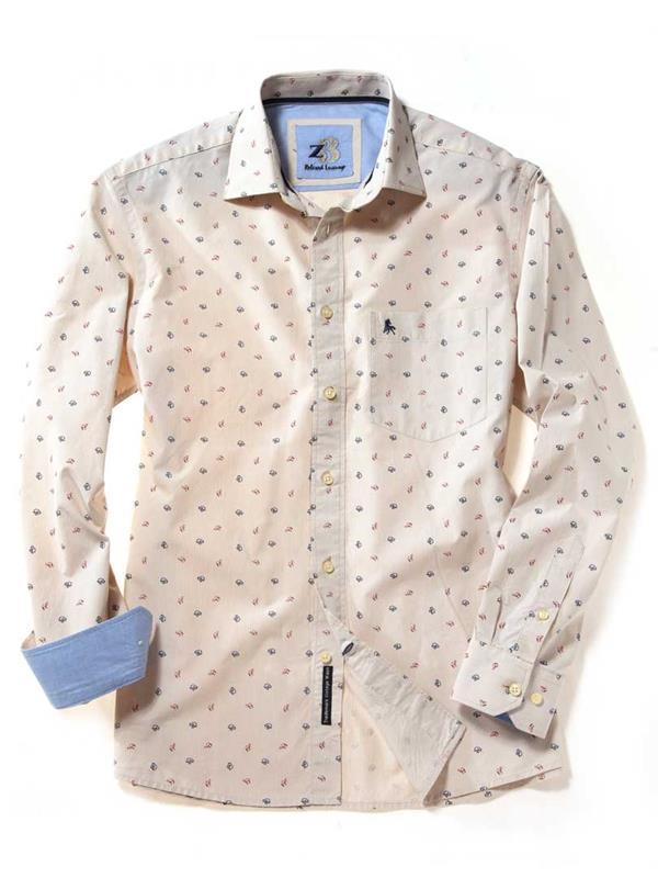 Safari Beige Printed Blended Shirt
