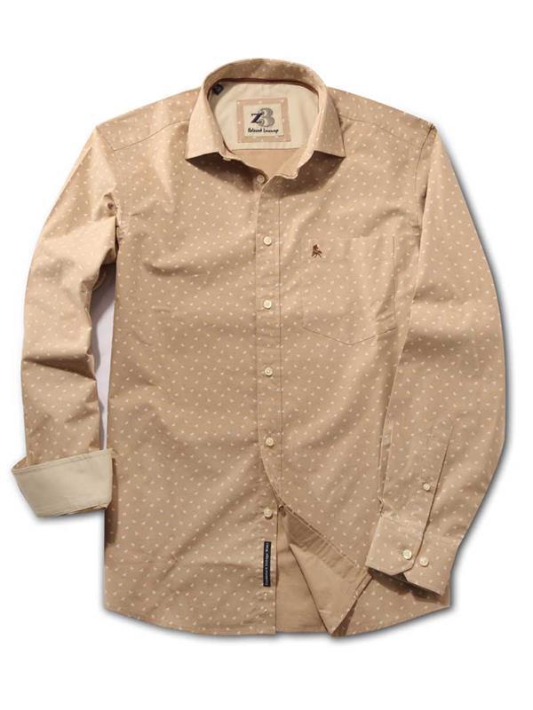 Gallop Beige Printed Cotton Shirt