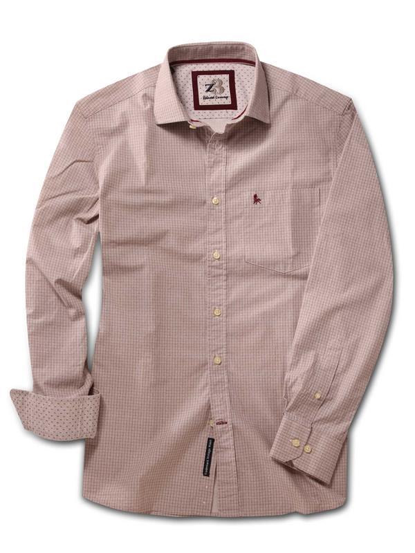 Kvass Beige Check Full sleeve single cuff Cotton Shirt