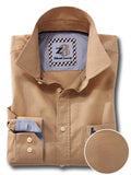 Eddie Beige Solid Full sleeve single cuff Cotton Shirt