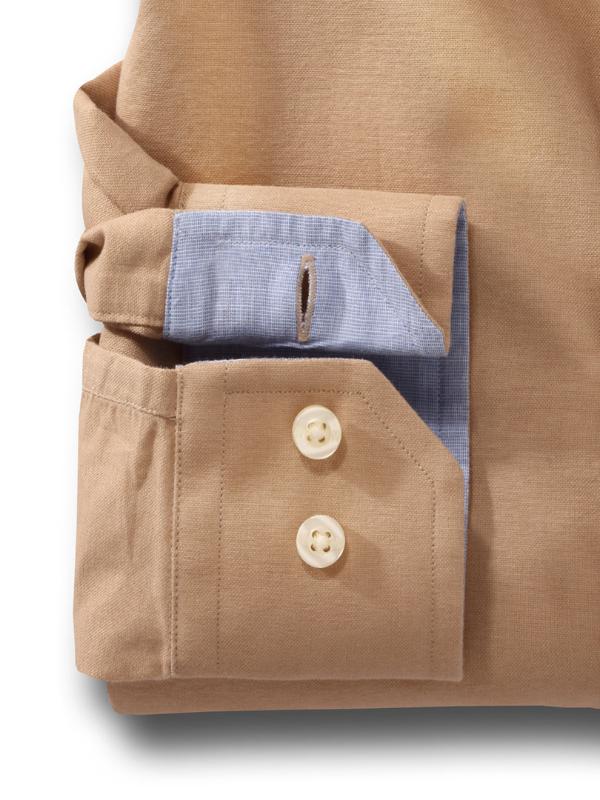 Eddie Beige Solid Full sleeve single cuff Cotton Shirt