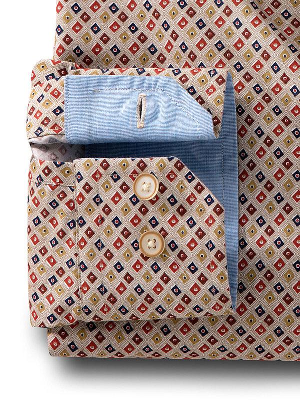 Starfire Beige Printed Full sleeve single cuff Cotton Shirt