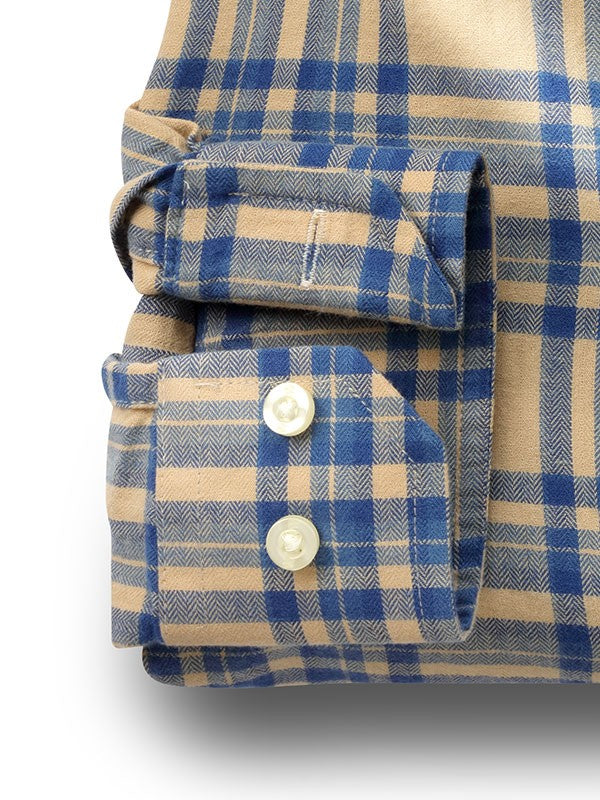 Cooper Beige Check Full sleeve single cuff Cotton Shirt