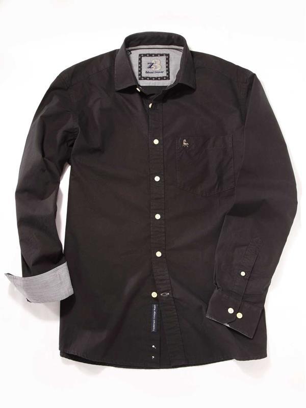 Porter Black Solid Full sleeve single cuff Cotton Shirt