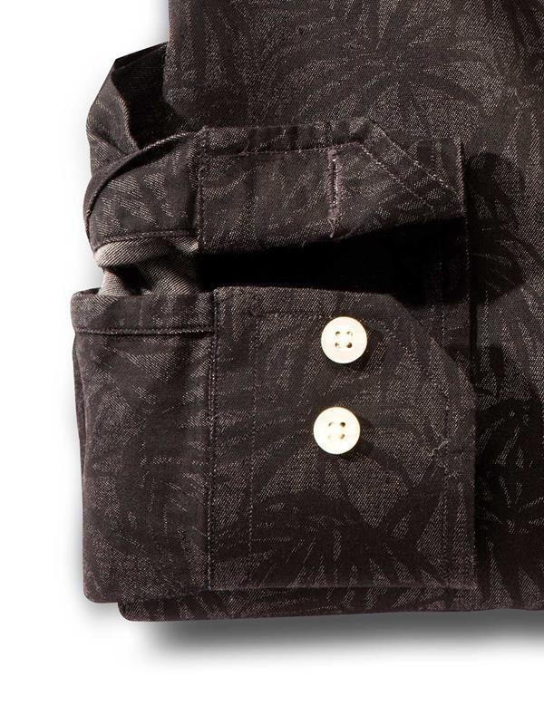 Jones Indigo Black Printed Full sleeve single cuff Cotton Shirt