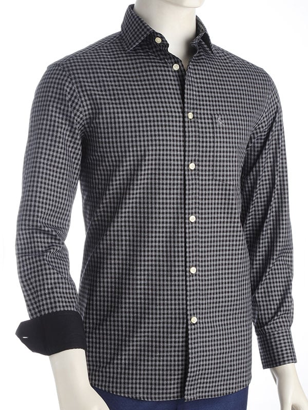 Breckenridge Black Check Full sleeve single cuff Cotton Shirt