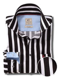 Sevilla Black Striped Full sleeve single cuff Cotton Shirt