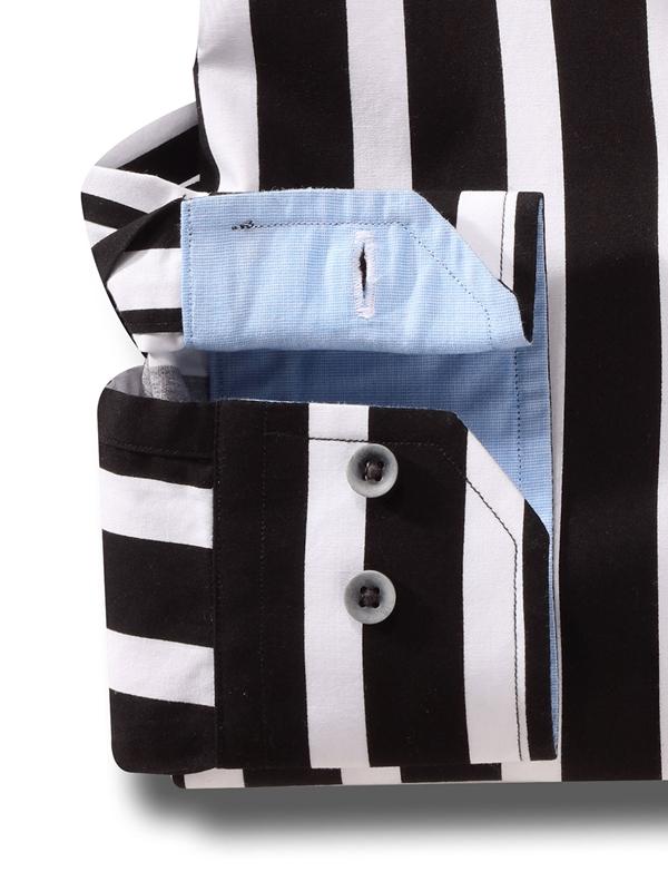 Sevilla Black Striped Full sleeve single cuff Cotton Shirt