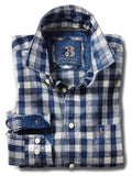 Bellerin Indigo Blue Check Full sleeve single cuff Cotton Shirt